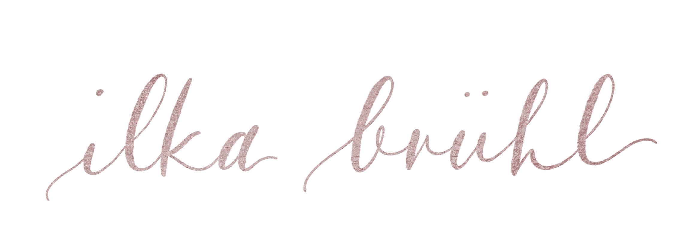 Ein geschwungener Schriftzug in Kupfer. Zu lesen ist "Ilka Brühl"